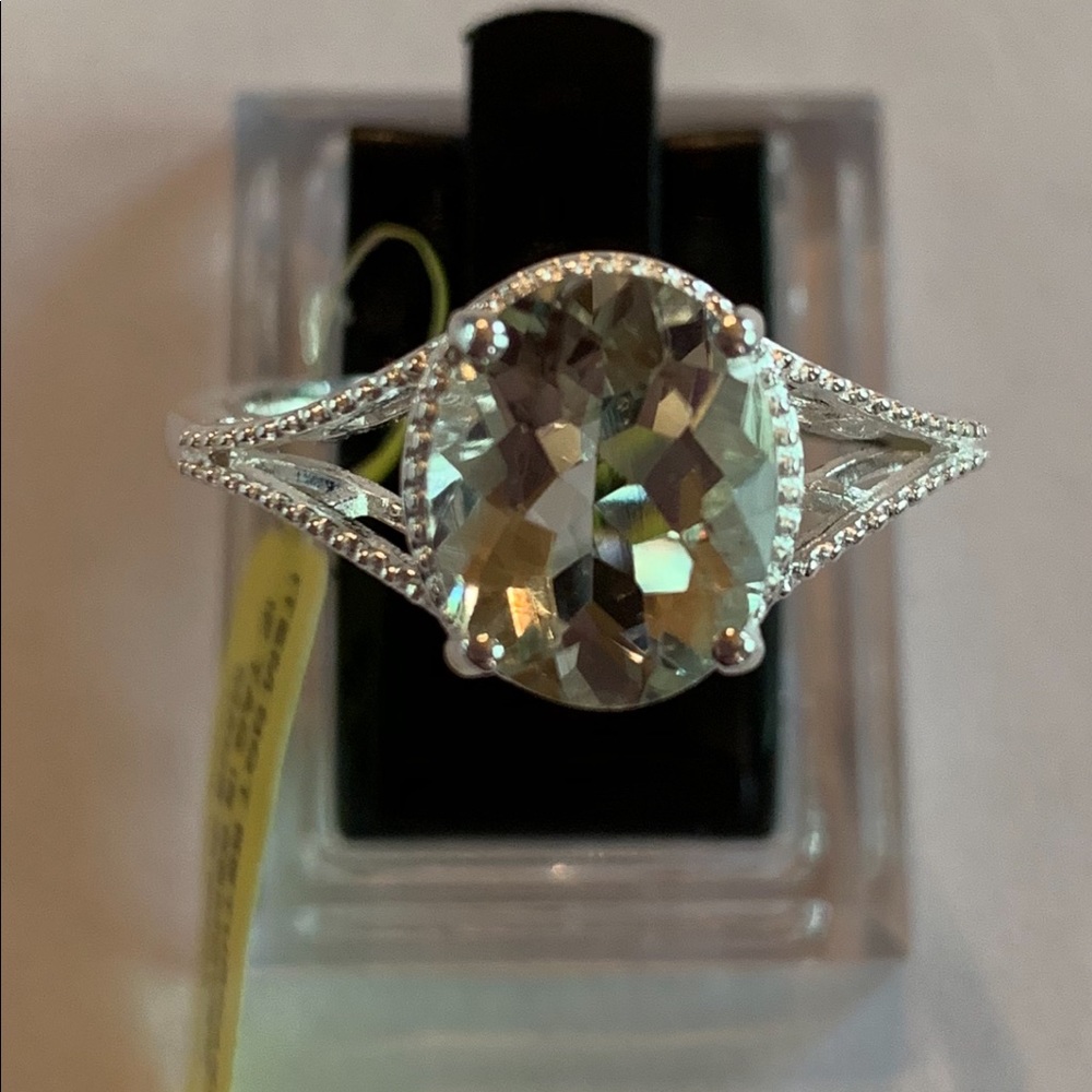 Green Amethyst Sterling Silver Ring